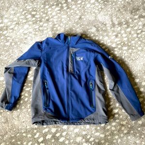 Men large mountain hardware ski shell blue grey.